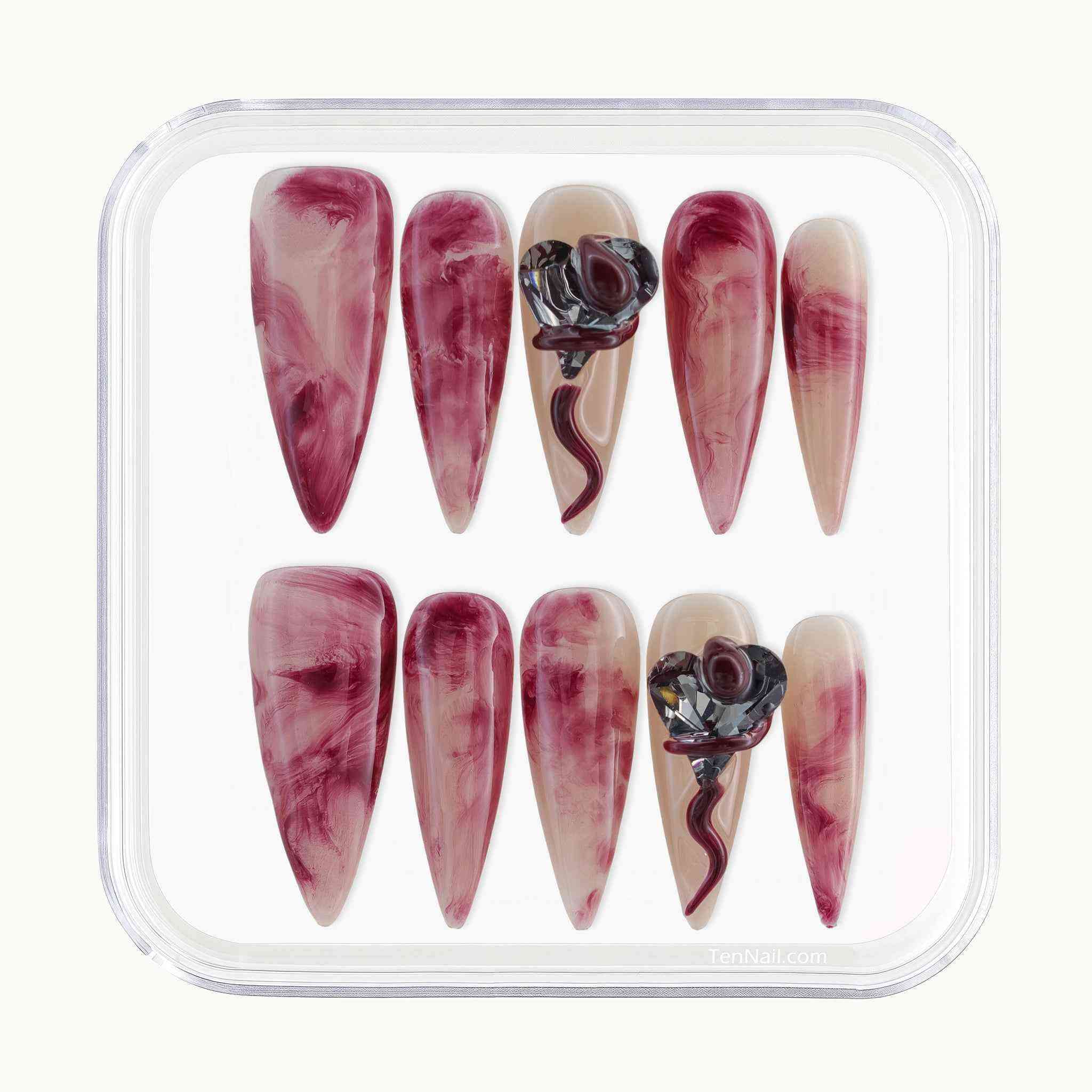 Crimson Snake Heart? reusable Press on nails by Tennail